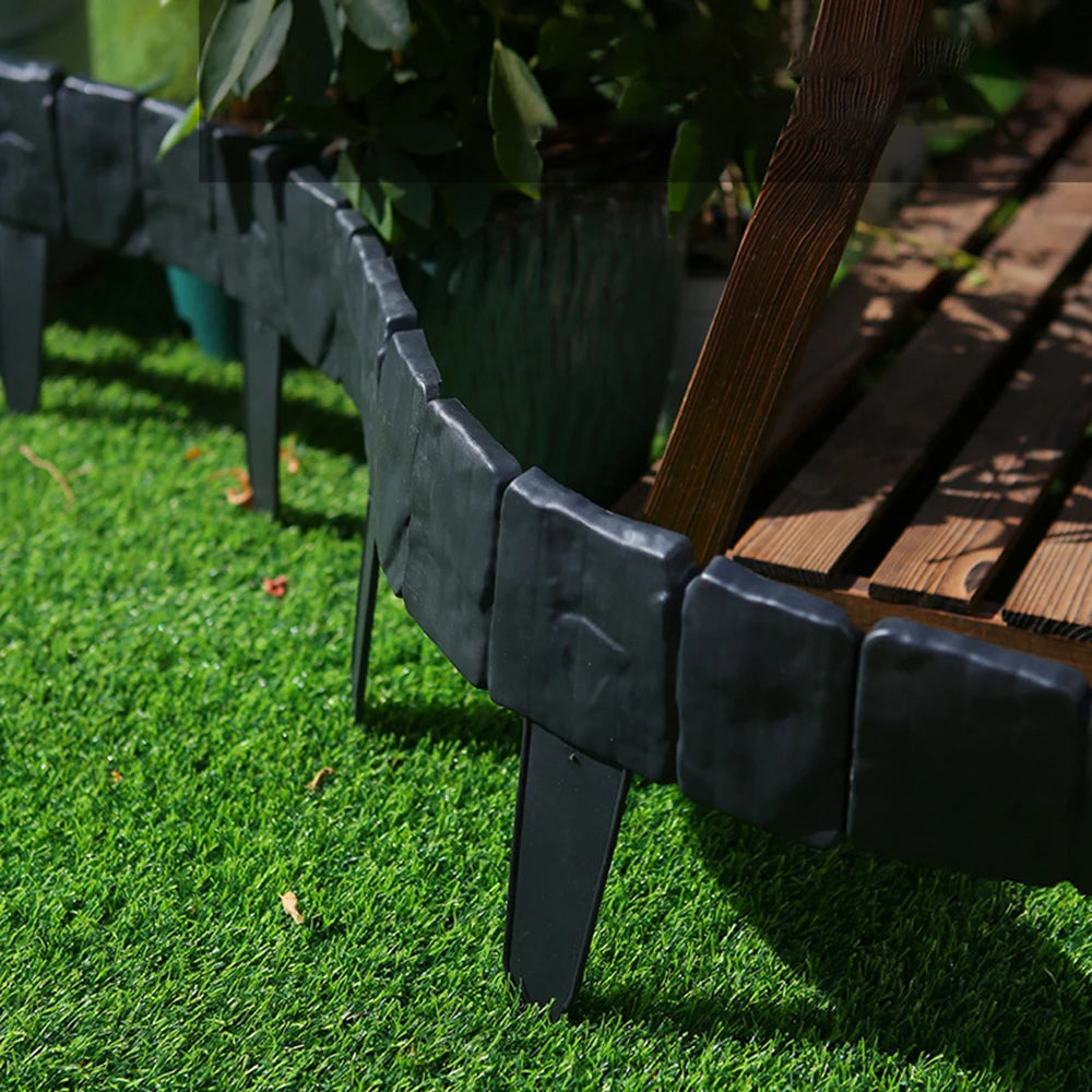 10Pcs Garden Fence Imitation Stone Plant Support Stake Outdoor Edging Decorative Border DIY Lawn Yard Landscape Plant Fence
