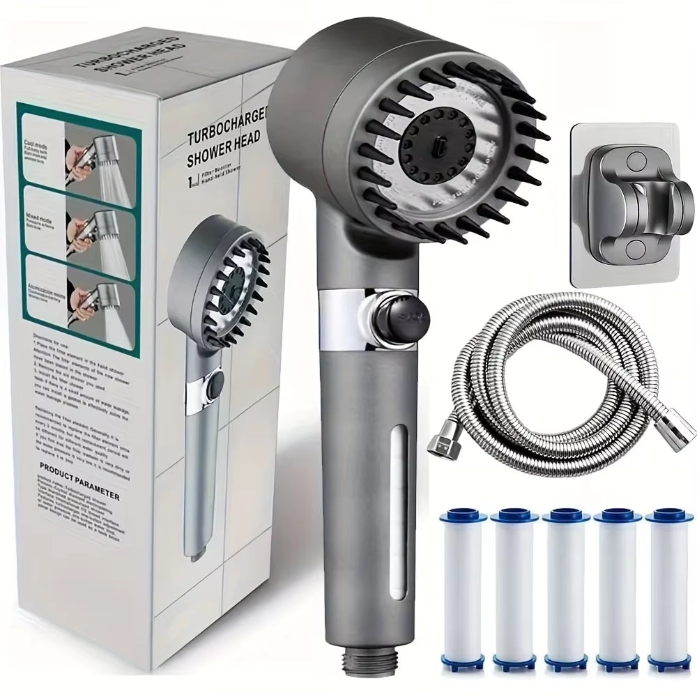 2025 New Ion Drop Shower Head with Handheld Filter Shower, Turbocharger with Multiple Spray Modes, Built-In Filter On/Off Switch
