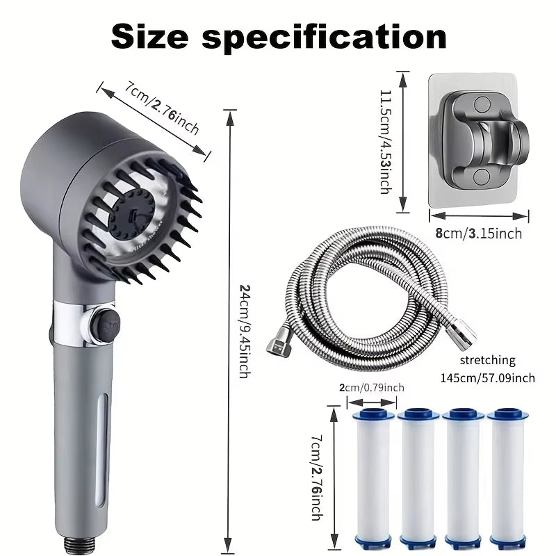 2025 New Ion Drop Shower Head with Handheld Filter Shower, Turbocharger with Multiple Spray Modes, Built-In Filter On/Off Switch