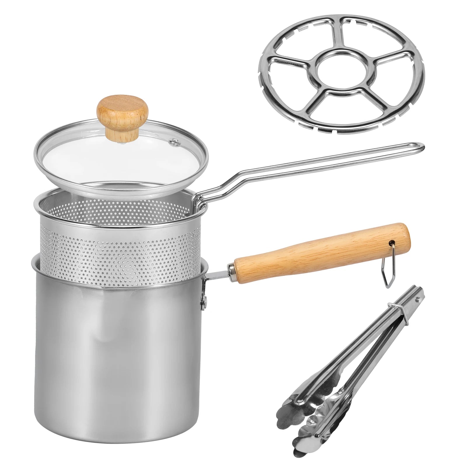 Deep Fryer Pot 304 Stainless Steel Deep Oil Fryer Deep Fryer Pot Japanese Tempura Deep Fryers for Frying Fish Shrimp Chicken