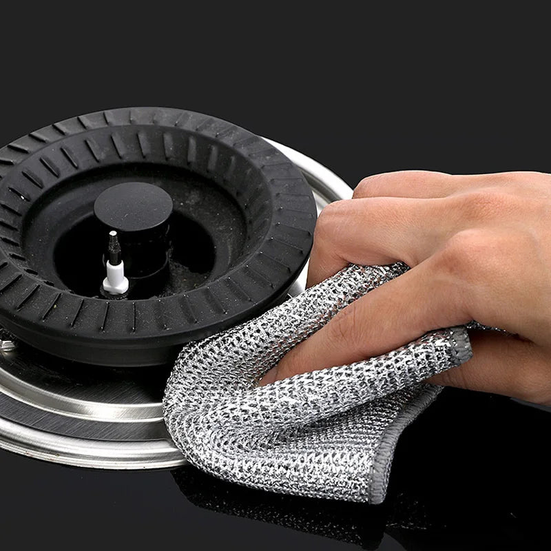 20/2Pcs Steel Wire Cleaning Cloth Single-Layer Double-Layer Non -Stick Oil Iron Dishrag Kitchen Pan Pot Dishes Cloths Rags