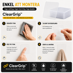 ClearGrip™ - Fäst vad som helst – utan skruvar eller spikar.