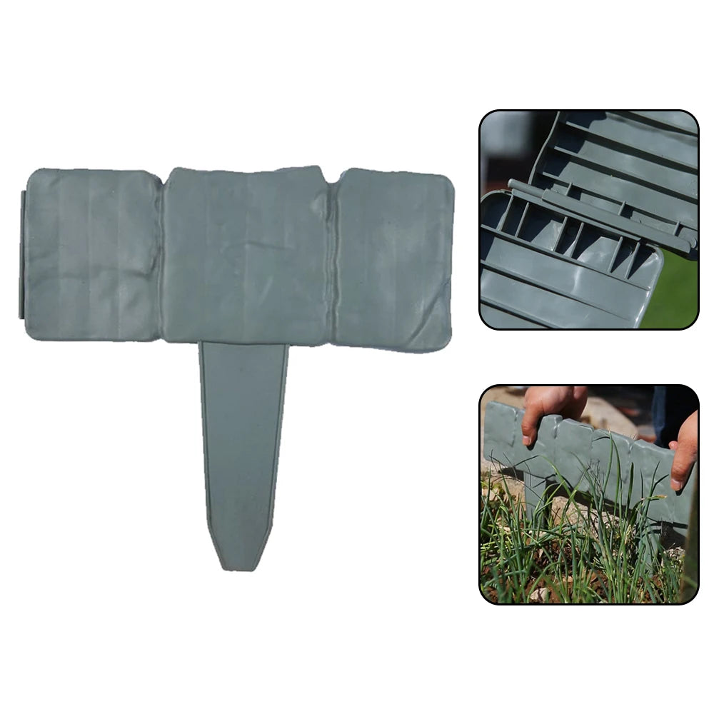10Pcs Garden Fence Imitation Stone Plant Support Stake Outdoor Edging Decorative Border DIY Lawn Yard Landscape Plant Fence
